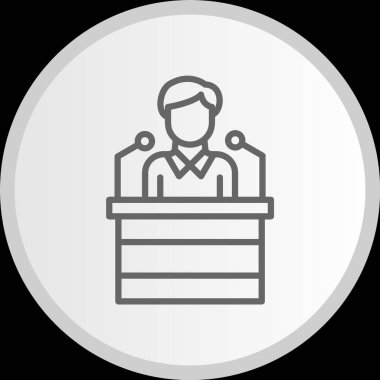 Basın Konferansı Satırı Çemberi Gri Simgesi