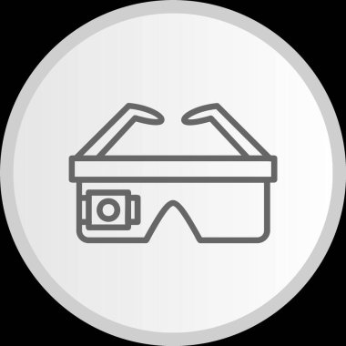 Akıllı Gözlük Vektör Çizgisi Çemberi Gri Simgesi