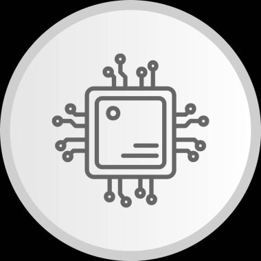 İşlemci Çizgisi Çemberi Gri Simgesi