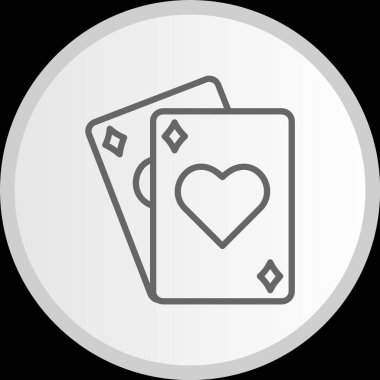 Poker Kartları Çizgisi Çember Gri Simge