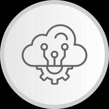 Bulut Hesaplama Çizgisi Çizgisi Gri Çember Simgesi