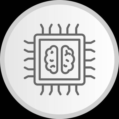 Yapay Zeka Vektör Hattı Gri Çember Simgesi