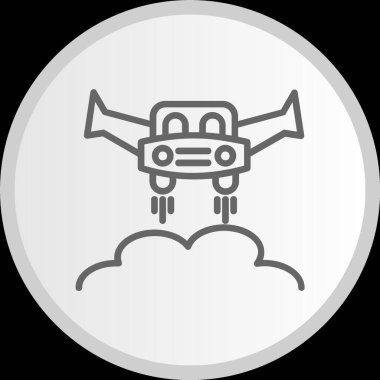 Flying Car Line Circle Grey Icon clipart