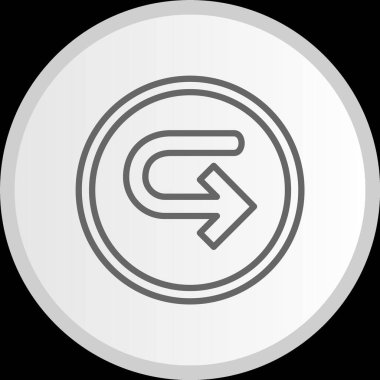 Sağa Dön Ok Çizgisi Çember Gri Simge