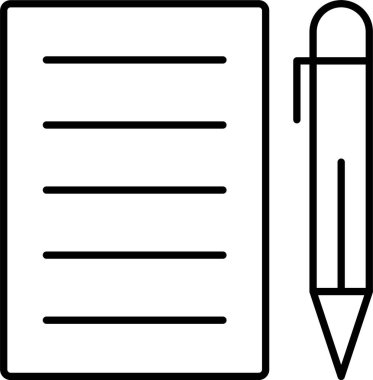 Kalem ve Kağıt Satır Simgesi Tasarımı