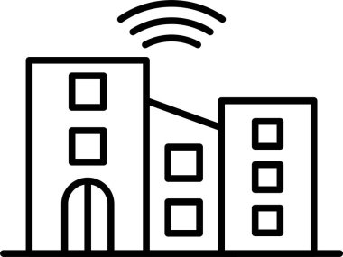 Akıllı Şehir Çizgisi Simge Tasarımı