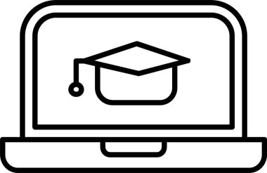 Çevrimiçi öğrenme çizgisi simgesi tasarımı