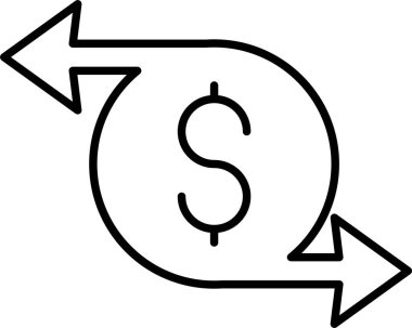 Para Aktarımı çizgi simgesi tasarımı