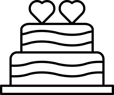 Düğün Keki Çizgisi Simgesi Tasarımı