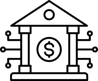 Bankacılık Sistemi Satır Simgesi Tasarımı