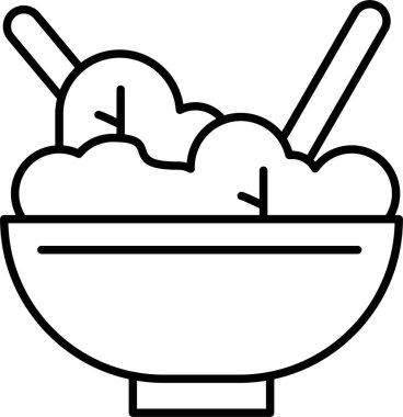 Salata Bowl Çizgisi Simge Tasarımı