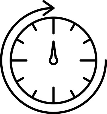 Yuvarlak Saat Çizgisi Simge Tasarımı
