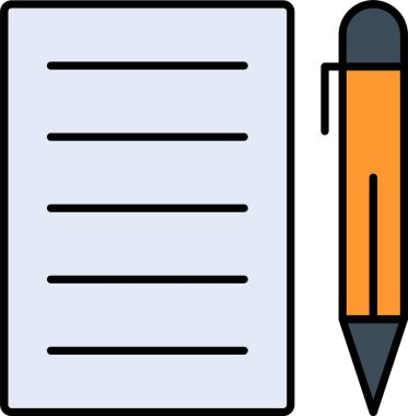 Simge Tasarımı Doldurulmuş Kalem ve Kağıt Satırı