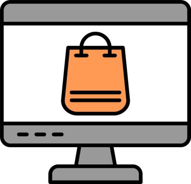 Çevrimiçi Dolu Alışveriş Hattı Simge Tasarımı