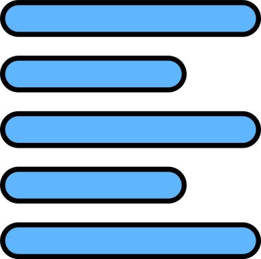 Yatay Sol Hizalama Satırı Doldurulmuş Simge Tasarımı
