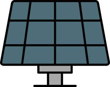 Güneş Paneli Çizgisi Simge Tasarımı Dolduruldu