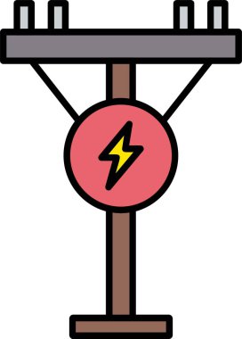 Elektrik Kutbu Satırı Simge Tasarımı Dolduruldu
