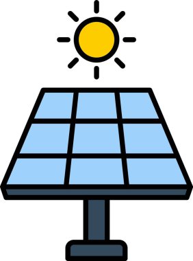 Güneş Paneli Çizgisi Simge Tasarımı Dolduruldu