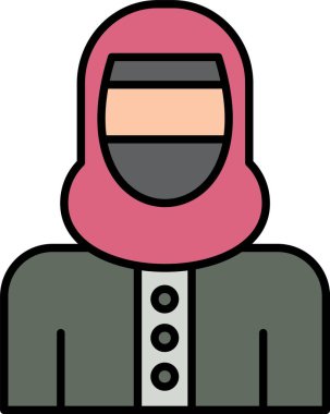 Niqab Satırı Doldurulmuş Simge Tasarımı Kadın