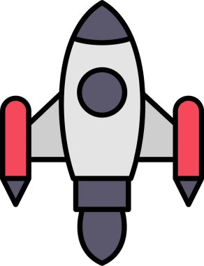 Uzay Gemisi Fırlatma Satırı Simge Tasarımı Dolduruldu