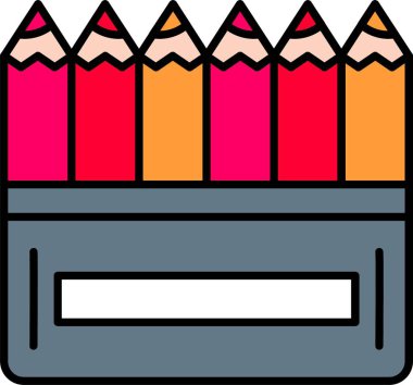 Simge Tasarımı Doldurulmuş Renkli Kalem Satırı