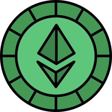 Ethereum Sikkeleri Satırı Simge Tasarımı Dolduruldu