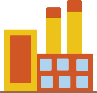 Endüstriyel Binalar Düz Simge Tasarımı