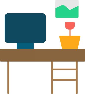 Çalışma Masası Düz Simgesi Tasarımı