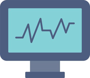 Kalp Monitörü Düz Simge Tasarımı