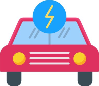 Elektrikli Otomobil Düz Simge Tasarımı