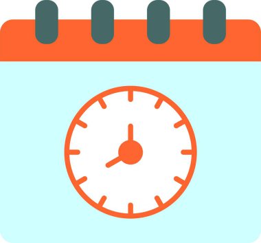 Saat ve Tarih Düz Simge Tasarımı