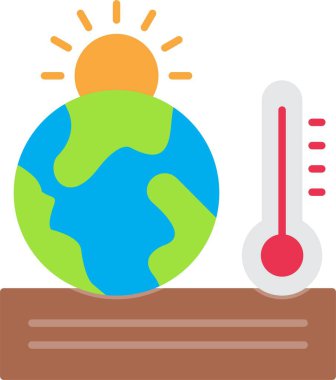 Küresel Isınma Düz Simgesi Tasarımı