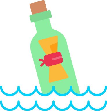 Şişedeki İleti Düz Simgesi Tasarımı