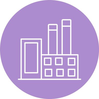 Endüstriyel Binalar Çizgisi Çember Simgesi