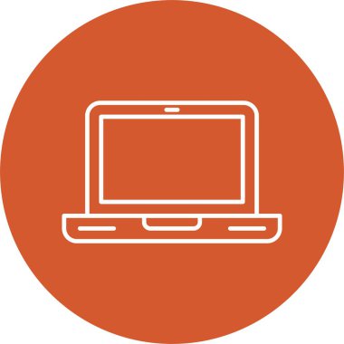 Laptop Bilgisayar Hattı Çemberi Simgesi