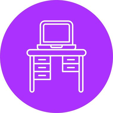 Ofis Masası Satırı Çemberi Simgesi