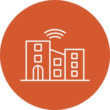 Akıllı Şehir Çizgisi Çemberi Simgesi