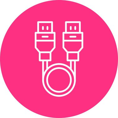 Usb Kablo Satır Çemberi Simgesi