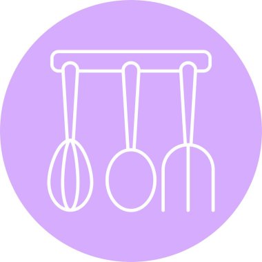 Mutfak Utensils Satır Çemberi Simgesi