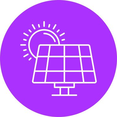 Güneş Paneli Çizgisi Çemberi Simgesi