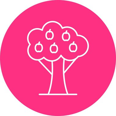 Meyve Ağacı Çizgisi Çemberi Simgesi