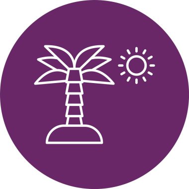 Palmiye Ağacı Çizgisi Çemberi Simgesi