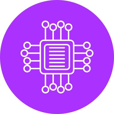 Bilgisayar Çipi Satırı Çemberi Simgesi