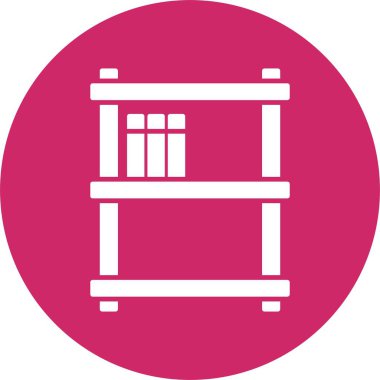 Kitap Rafları Kabartma Çemberi Simgesi