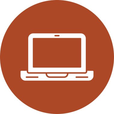 Laptop Bilgisayar Kabartma Çemberi Simgesi