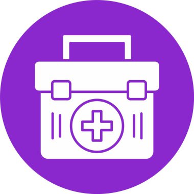 İlk Yardım Çantası Kabartma Çemberi Simgesi