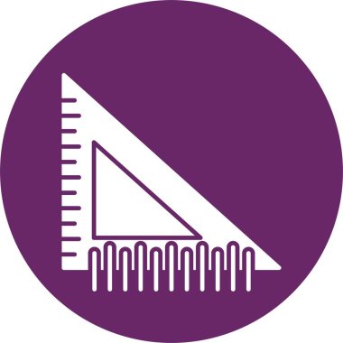 Kare Cetvel Kabartma Çember Simgesi