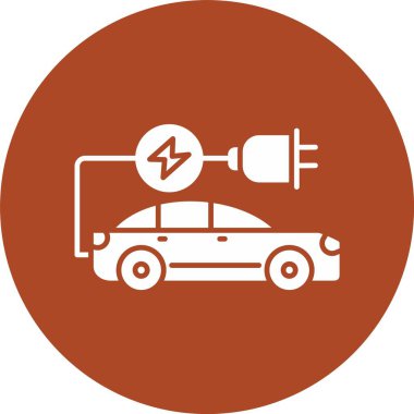 Elektrikli Otomobil Kabartma Çemberi Simgesi
