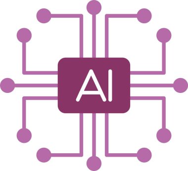 Yapay Zeka Sembolü İki Renk Simgesi