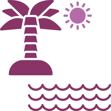 Plaj Sembolü İki Renk Simgesi